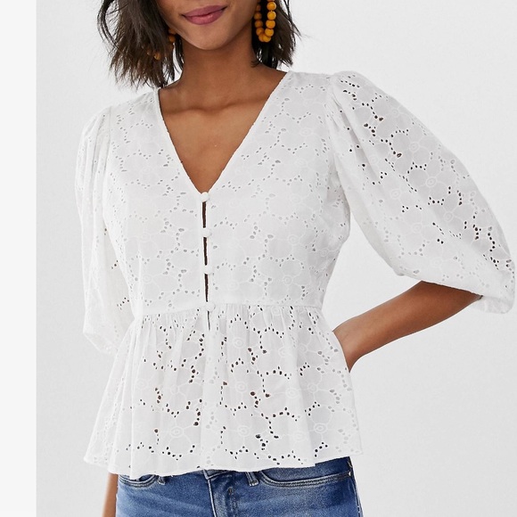 Floral embroidered peplum blouse - Picture 1 of 4